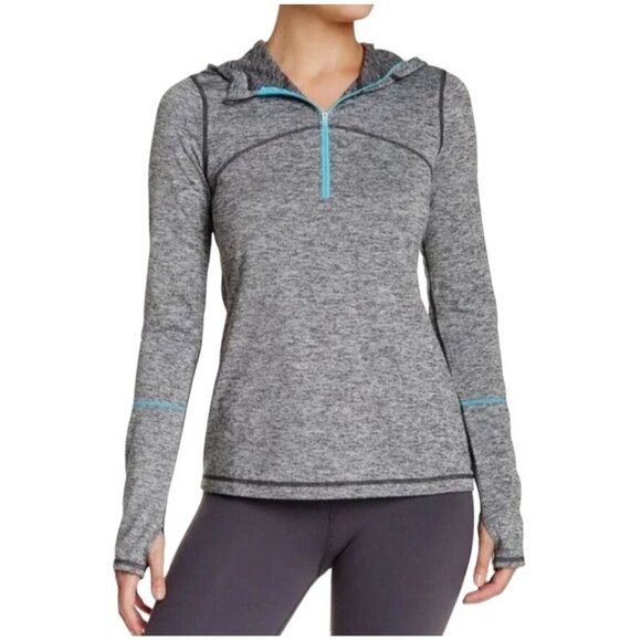 Zella Women's Frost Tech Hooded Half Zip Pullover Jacket Gray/Blue Size Small - Picture 2 of 10